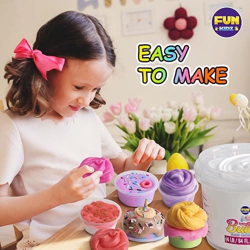 4 LB Milky Butter Slime Bucket Gift for Girls, FunKidz 64 FL OZ Huge Soft White Premade Scented Slime Kit Toy with 29 Variety Add-Ins Perfect Birthday Present for Kids Age 6+ thumbnail 9