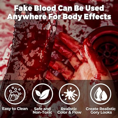 BOBISUKA Realistic Fake Blood Spray, Washable SFX Makeup Blood (Dark,50ml) | Adjustable Spray Creates Realistic Splatter or Dripping Effects. Washes Off Easily for Halloween Cosplay, Vampire and Zombie thumbnail 2