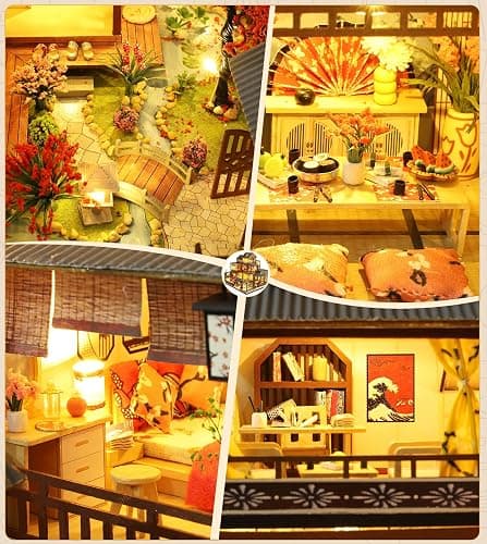 Spilay Dollhouse DIY Miniature Wooden Furniture Kit,Mini Handmade Big Castle Model,1:24 Scale Creative Doll House Toys for Adult Gift (Romantic European Villa with Dust Cover Music Box) - Romantic European Villa With Dust Cover Music Box thumbnail 6