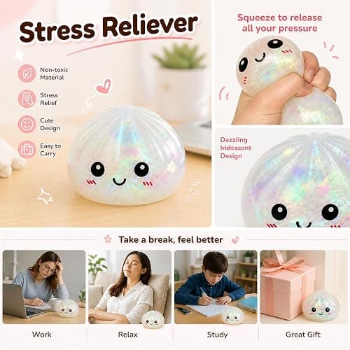 Tansix Colorful Dumpling Squishies New Mystery Glitter Squishies Dumpling with Box Stress Relief Balls Sensory Toys Desk Squeeze Toys Gift(2PCS) thumbnail 5