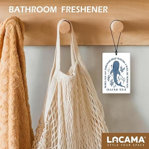 Lacama Blue Beachy Christian Car Air Freshener 3Pcs, Coastal Whale Shell Conch Cross Bible Verse Cars Scents Air Freshener for Women Girls Gifts, Beach Car Accessories Interior Mirror Decor Hanging thumbnail 6