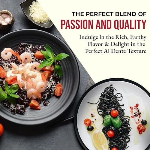 Antichi Poderi Organic Black Squid Ink Pasta Linguine - Black Pasta Noodles Made with Durum Wheat Semolina, Squid Ink, and Wheat Germ, Imported Gourmet Pasta from Italy - Pack of 2 - Organic Squid Ink Linguine - 8.8 Ounce (Pack of 2) thumbnail 7