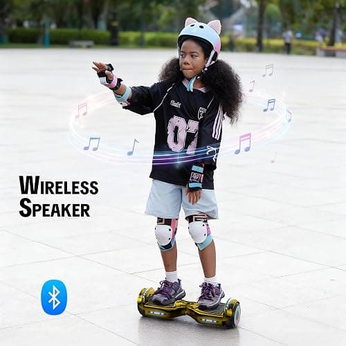 XERATH All Terrain hoverboard with Bluetooth Speakers,hoverboards for a 7-12 year old with bright LED lights and flashing wheels,hoverboard adult with self-balancing control system&UL2272 Safety Certification,for All Ages (GOLD) thumbnail 6