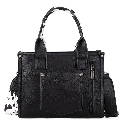 Wrangler Cow Print Tote Bag for Women Western Purse Boho Top Handle Satchel Handbag with Signature Strap thumbnail 6