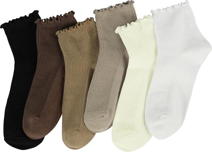 BomKinta Ankle Ruffle Socks Women Cute Crew Frilly Sock Low Cut Cotton Sock | Gifts, 6 Pairs thumbnail 4