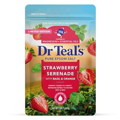 Dr Teal's Epsom Salt Magnesium Soak, Strawberry Serenade with Basil & Orange, 3 lbs - Image 1