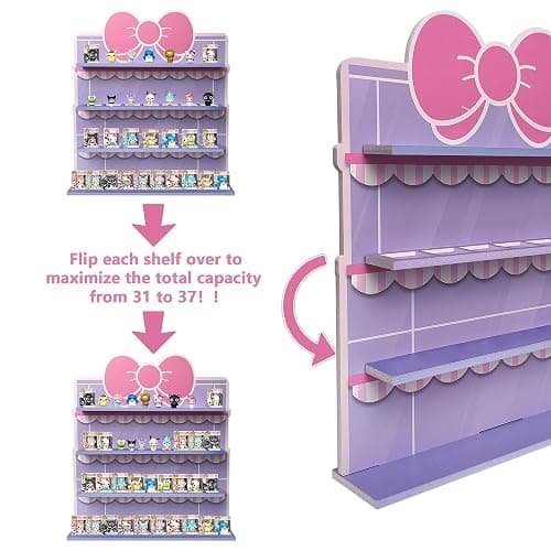 AUFGELD Display Shelf Compatible with Funko Bitty Kitty Series, Kitty Bow Design Organizer for Bitty Pops, Wallmountable Cute Bow Shape Shelf for Bitty Pop thumbnail 3