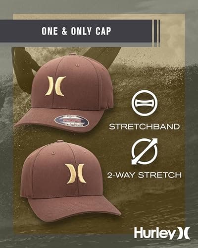 Hurley Mens Baseball Cap - Flexfit Fitted Baseball Caps for Men (Sizes: S-XL) thumbnail 2