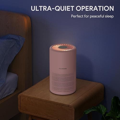 FULMINARE Air Purifiers for Bedroom H13 True HEPA Air Filter, Quiet Air Cleaner With Night Light, Portable Small Air Purifier for Home, Office, Living Room (Pink) thumbnail 9