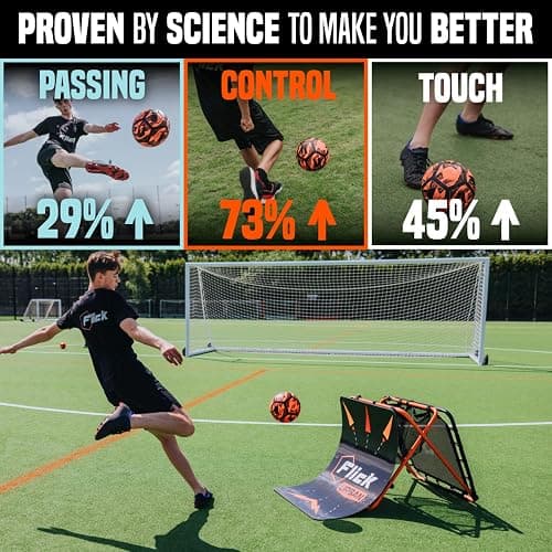 Flick Urban Soccer Skills Trainer - Rebound Board, Rebound Net, Target Net and Passing Tunnel - Proven by Science to Improve Your Soccer Skills thumbnail 5