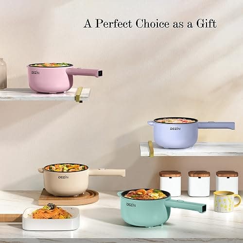 Dezin Electric Cooker, 2L Non-Stick Sauté Pan, Rapid Noodles Cooker, Mini Pot for Steak, Egg, Fried Rice, Ramen, Oatmeal, Soup with Power Adjustment, College Dorm Room Essential thumbnail 2