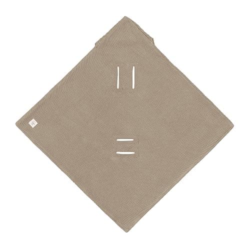 LÄSSIG Baby Strickdecke für Autositz Autositzdecke Einschlagdecke Babyschale 100% Bio-Baumwolle GOTS taupe thumbnail 4