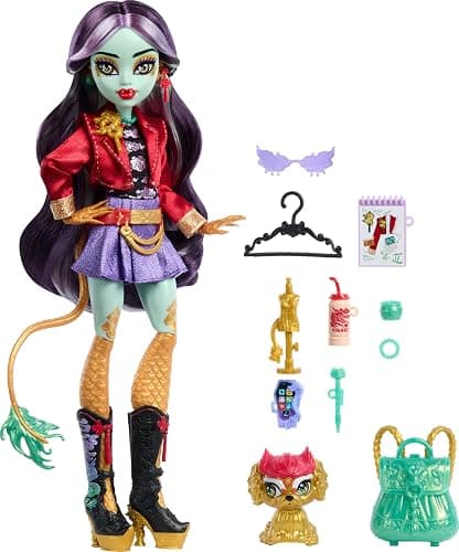 Monster High Jinafire Long Doll with Pet Dog | Dragon Doll with Pet Puppy Cloudy Yun Yun, 7 Accessories like Sketch Pad, Yogurt Drink, Backpack and More (Amazon Exclusive) thumbnail 5
