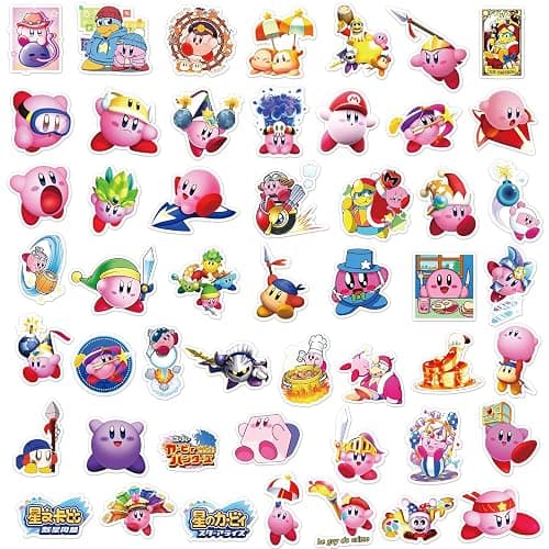 100PCS Cartoon Kirby Stickers for Kids,Vinyl Waterproof Decal for Water Bottle Laptop Toy Sticker for DIY Decorate Bumper Phone Hard Hat Kids Teens Gifts (Kirb) thumbnail 4