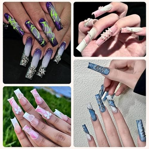 AKA Unicorn 240Pcs Soft Gel Nail Tips, Long Square Clear Full Cover Fake Nail Tips, XXL Acrylic Nail Extensions Kit, Clear Press On Nail Tips for Home Salon DIY 12 Sizes thumbnail 6
