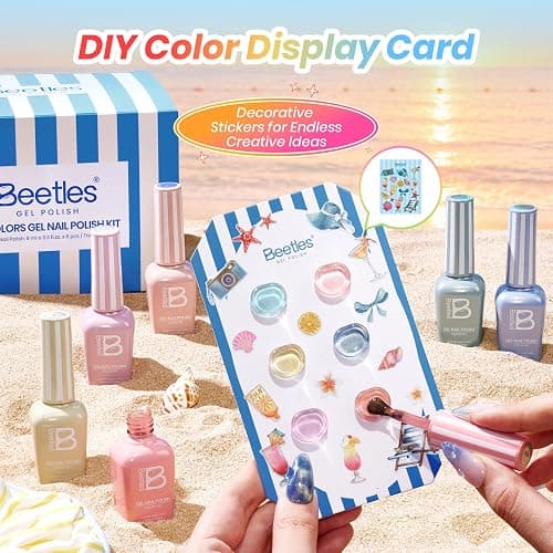 Beetles Summer Voyage Cat Eye Gel Nail Polish Set - 9ML 6 Colors Saltmist Sunset Summer Cat Eye Gel Nail Polish Kit Yellow Blue Green Pink Purple Soak Off UV Salon DIY at Home Manicure Gift for Women thumbnail 2