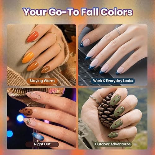 Beetles Fall Gel Polish Set, Fall Passage Collection, 25 Autumn Colors | Burgundy Brown Orange Dark Gel Polish, Base Glossy Matte Top Coat UV LED Soak Off Gifts for Women thumbnail 6