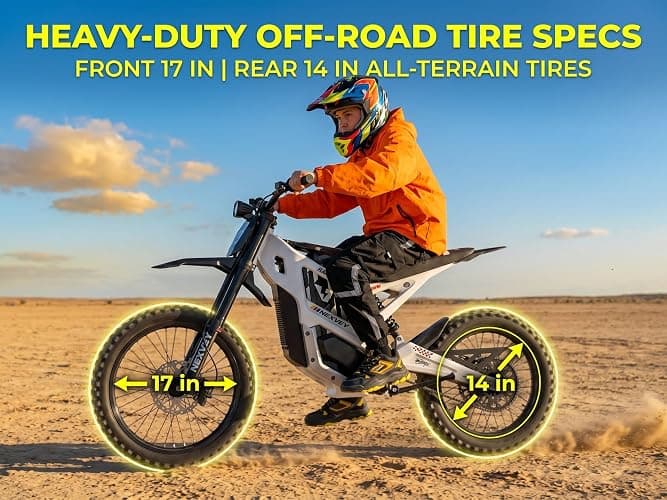 NEXVEY Flash PRO 5000W Adult Electric Dirt Bike 60V 27Ah E-Motorcycle | Off-Road Only, wheelie assist, Mid-Drive Motor, 55MPH top speed & 55-mile range,17/14" all-terrain tires for off-road riding thumbnail 7