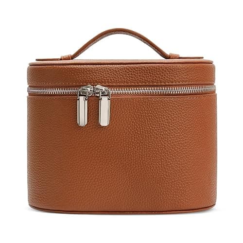 idoltimes Leather Makeup Bag, Portable Makeup Bag, Removable Compartments - Image 1