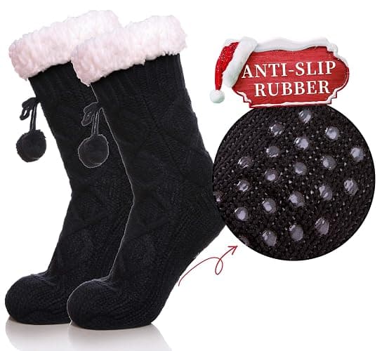 Yebing Womens Non Slip Slipper Socks Winter Warm Soft Cozy Fuzzy Fleece-lined Grippers Home Socks thumbnail 2