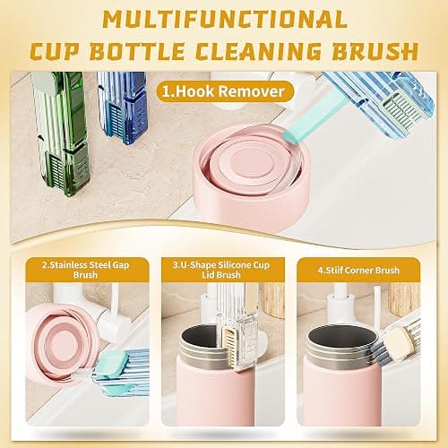 2Pcs 4 in 1 Cup Lid Gap Cleaning Brush Set,Multifunctional Crevice Cleaning Brush for Bottle,Multipurpose Bottle Cleaner with Compact Design Tiny Silicone Cup Holder Cleaner Tool,Kitchen Gadgets thumbnail 7
