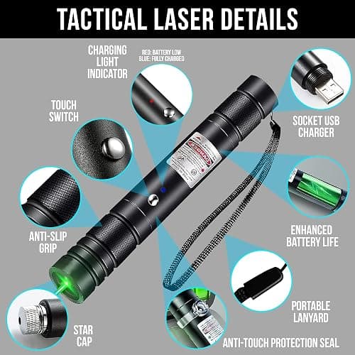 HITEKK Green Laser Pointer | High Power Lazer Pointer | Rechargeable Tactical Lazer | Long Range Laser Pointer thumbnail 3