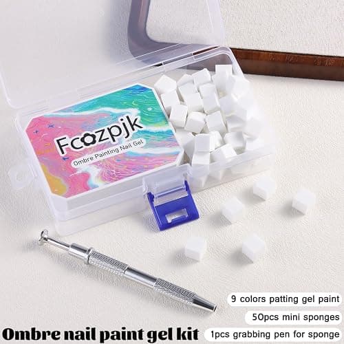 Fcozpjk Ombre Paint Nail Gel, 9 Colors Neon Gradient Patting Gel Polish with 50PCS Sponges Aura Nails Blush Flower French Tips Drawing Summer Hot Pink Green Blending Gels Manicure Palette UV/LED Cure thumbnail 2