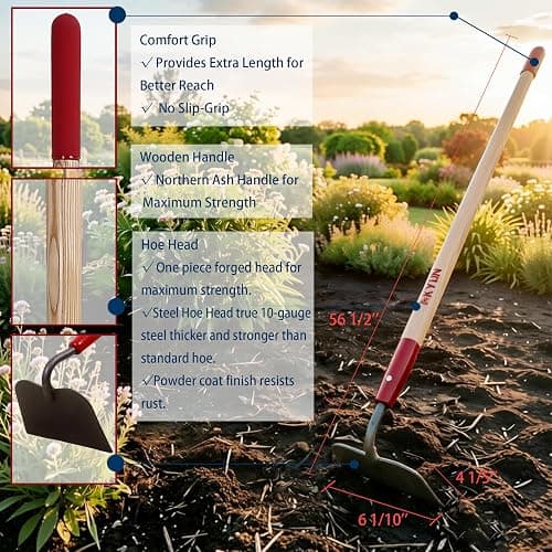 KYLIN 6-Piece Pro Long Ash Handle Garden Tools Set for Landscaping Agricture or Backyard,14-Gauge Shovels,Forged Rakes,Forged Weeding Hoe Sidewalk Scraper, thumbnail 8