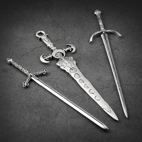 3-Piece Sword Hair Pin Set – Gothic and Viking Hair Accessories for Women, Medieval Hair Sticks & Renaissance Hair Jewelry thumbnail 7
