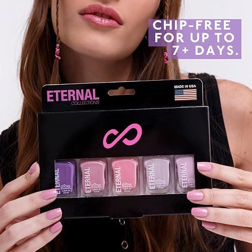 Eternal Pastel Nail Polish Sets for Women (LILAC PINK) - Pastel Nail Polish Set for Girls | Quick Dry & Long Lasting Nail Polish Kit for Home DIY Manicure & Pedicure | Made in USA, 13.5mL (Set of 5) thumbnail 4