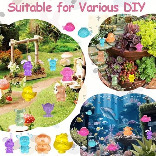 LXBCTOP 120 PCS Mini Resin Animals Mixed Kit, Luminous Tiny Resin Animals, Colorful Miniature Resinous Animal, Glow In the Dark Mini Figures for Micro Landscape Fairy Garden Aquarium Dollhouse Decor thumbnail 5