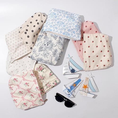 Cosmetic Bags for Women - Corduroy Cosmetic Bag Aesthetic Women Handbags Purses Smile Dots Makeup Organizer Storage Makeup Bag Girls Case Bags (Flowers-Apis) thumbnail 3