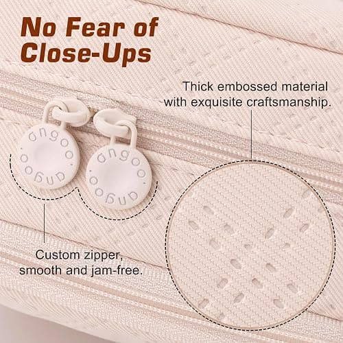 EASTHILL Large Capacity Pencil Case Cute Pencil Pouch with Handle Stationery Pen Bag for Teen Girls-Cream thumbnail 6
