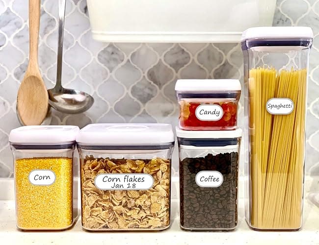 Waterproof Vinyl Kitchen Labels for OXO POP Containers, Removable Writable Food Storage Stickers, Tear-Resistant Pantry Organization Decals for Plastic, Glass Jars, 2 Assorted Sizes, 64 Pack thumbnail 4