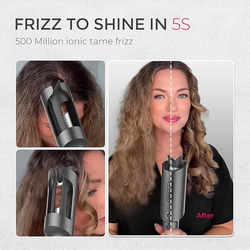 TYMO Automatic Rotating Curling Iron - TYMO CURLPRO Beach Waves Curling Wand, Portable Hair Curler, 500 Million Ionic, Dual Voltage & Lightweight for Travel, Ceramic Coating, 1 Inch, Metallic Gray thumbnail 8