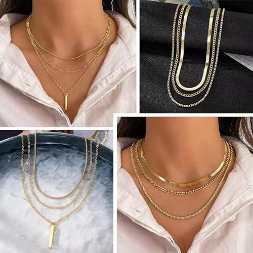 EILINOA 92 Pcs Gold Jewelry Set for Women-Includes 9 Layered Necklaces,16 Bracelets,43 Hoop|Stud|Cuff Earrings & 22 Knuckle Rings |Fashion Jewelry Gift Set thumbnail 3