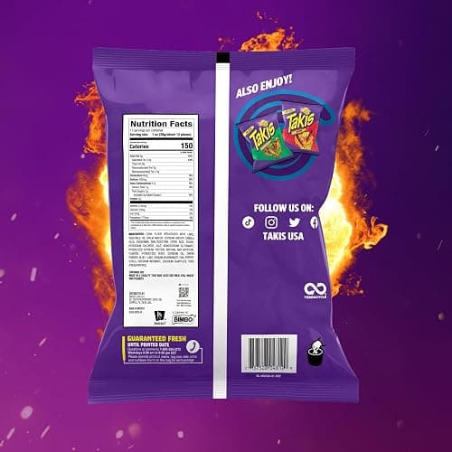 Takis Blue Heat 17 oz Fiesta Size Bag, Hot Chili Pepper Flavored Extreme Spicy Rolled Tortilla Chips thumbnail 2