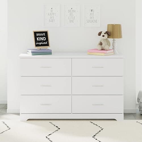 Storkcraft Brookside 6-Drawer Dresser (White) – GREENGUARD Gold Certified, White Dresser for Bedroom, Kids & Nursery Storage Chest, Safety Interlocking Drawers, Pre-Installed Tracks, Kids Chest thumbnail 2