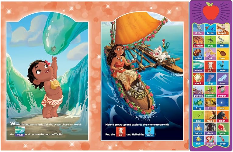 Disney Princess Cinderella, Moana, Rapunzel, and More! - First Words: Point, Match, Listen, and Learn! 30-Button Sound Book - PI Kids (Play-A-Sound) thumbnail 4