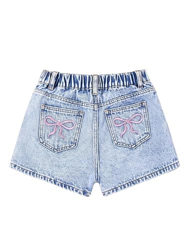 oyyniis Jean Shorts for Teen Girls Ripped Raw Hem High Waist Straight Leg Cute Summer Y2K Denim Shorts 13Y-16Y - Image 1