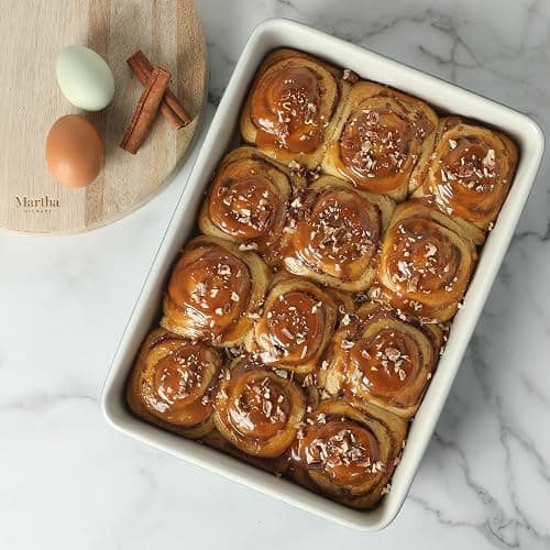 Martha Stewart Gallen 10 Piece Baking Pans Ceramic PFA Free Non Toxic Non Stick Bakeware Set - Linen White thumbnail 7