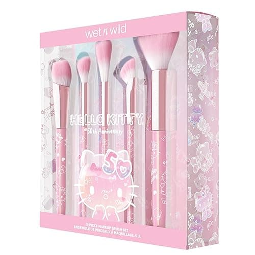 wet n wild Hello Kitty 5-Piece Makeup Brush Set, Buildable & Blendable Multifunctional Seamless Application, Cruelty-Free & Vegan Feathery Soft Bristles thumbnail 6