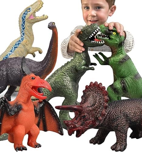 Gzsbaby 6 Piece Jumbo Dinosaur Toys for Kids 3-5 and Toddlers, Large Soft Dinosaur Toys for Lovers - Perfect Party Favors, Birthday Gifts - Image 1