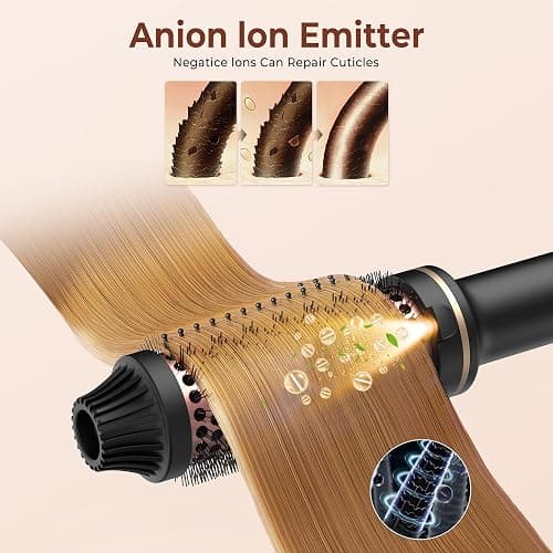 Heated Round Brush,UMIGA 38mm Thermal Brush Lockenbürste LCD Dual PTC 120-210℃, Erhöhen Sie das Haarvolumen, Lose Locken, Dualspannung thumbnail 4