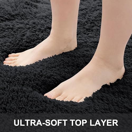 OLANLY Area Rugs for Living Room Bedroom, Machine Washable 4x5.9 ft Soft Fluffy Shaggy Bedside Rug, Indoor Floor Carpet for Kids Girls and Boys, Dorms, Nursery Rooms, Home Decor Aesthetic, Black thumbnail 8