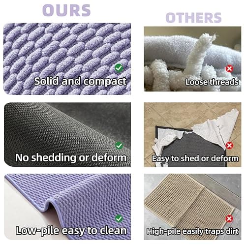 TYUU Toilet Rug, Thin Toilet Rugs U Shaped Washable Non Slip Absorbent Quick Dry Low Pile Toilet Mat, Lavender 20"x24" U Shape thumbnail 6