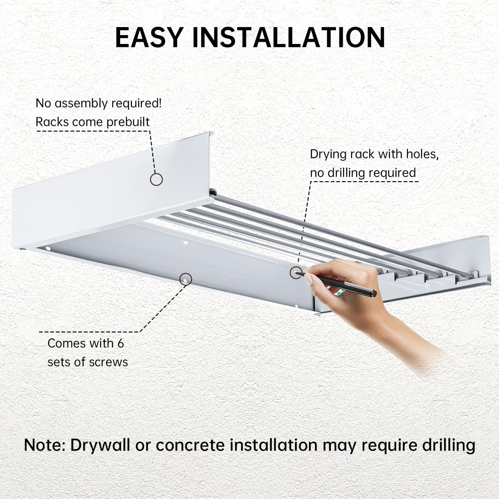 Wall Mounted Drying Rack, Collapsible Drying Racks for Laundry, Foldable Indoor and Outdoor Clothes Rack,Retractable Clothes Drying Rack, 80cm Wide,5 Rods, 45 lb Capacity thumbnail 5