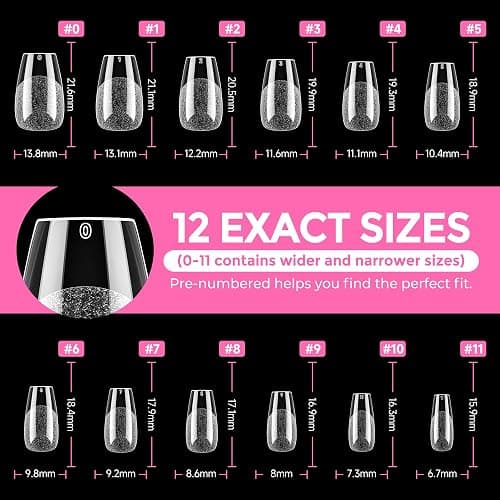 UNA GELLA Short Coffin Nail Tips: 216pcs Short Coffin Press on Nails Pre-shape Gel Nail Tips for Full Cover Acrylic Nails False Nails For Nail Extension Home DIY Salon 12 Sizes Gelly Tips thumbnail 8