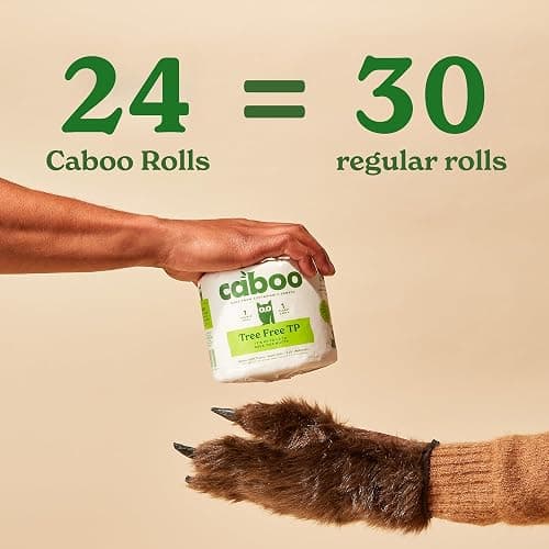 Caboo 100% Bamboo Toilet Paper, 24 Rolls | Sustainable, Tree Free, Septic Safe, Non Toxic, Chemical Free, Lint Free | 2 Ply Toilet Tissue, Pack of 24 Double Rolls, 300 Sheets Per Roll thumbnail 5