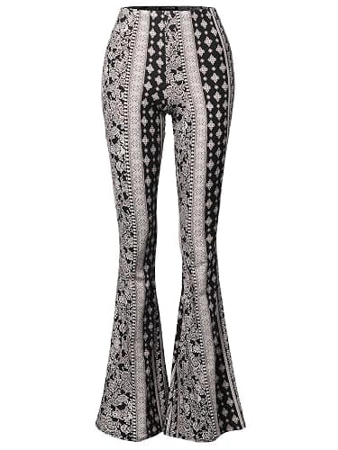 SSOULM Women's Stretchy Wide Leg High Waist Bell Bottom Flare Pants with Plus Size - Image 1